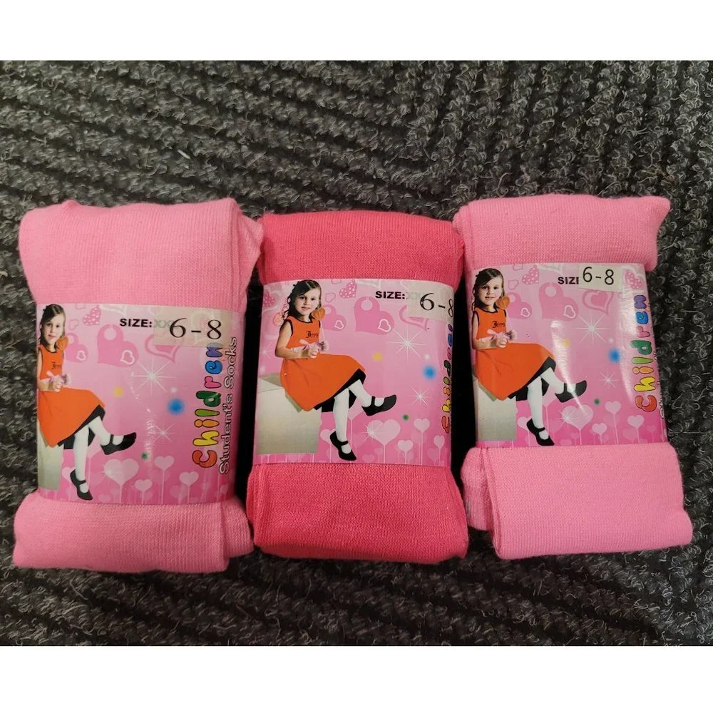 Bundle of Girls' Winter / School Tights, Variety of Pinks, 6-8
